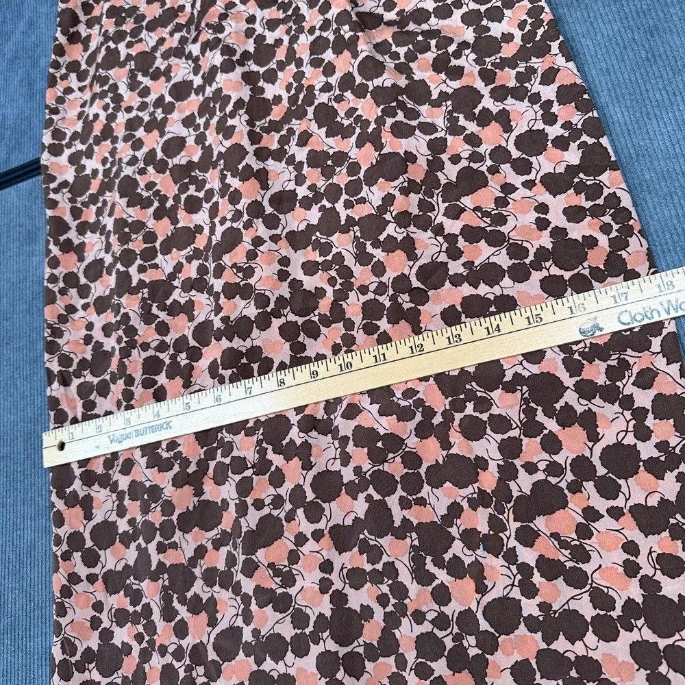 Andre Van Pier 100% Silk Maxi Skirt Brown Peach Floral Leaf Print High Waist